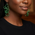 Green Abstract Twisted Wire Earrings