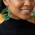 Green Abstract Twisted Wire Earrings