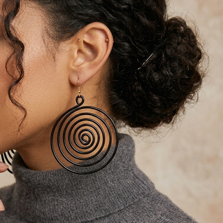 Black Spiral Wire Earrings