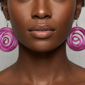 Pink Stylized Rose Aluminum Wire Earrings