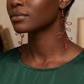 Red loopy aluminum wire earrings