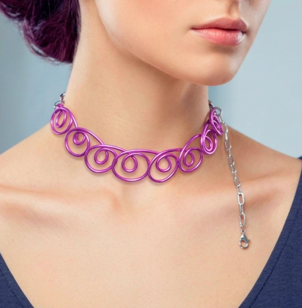 Purple Aluminum Wire Spiral & LoopsChoker