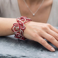 Red & Silver Abstract Design Aluminum Wire Bracelet