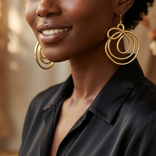 Gold Overlapping Loop Aluminum Wire Earrings