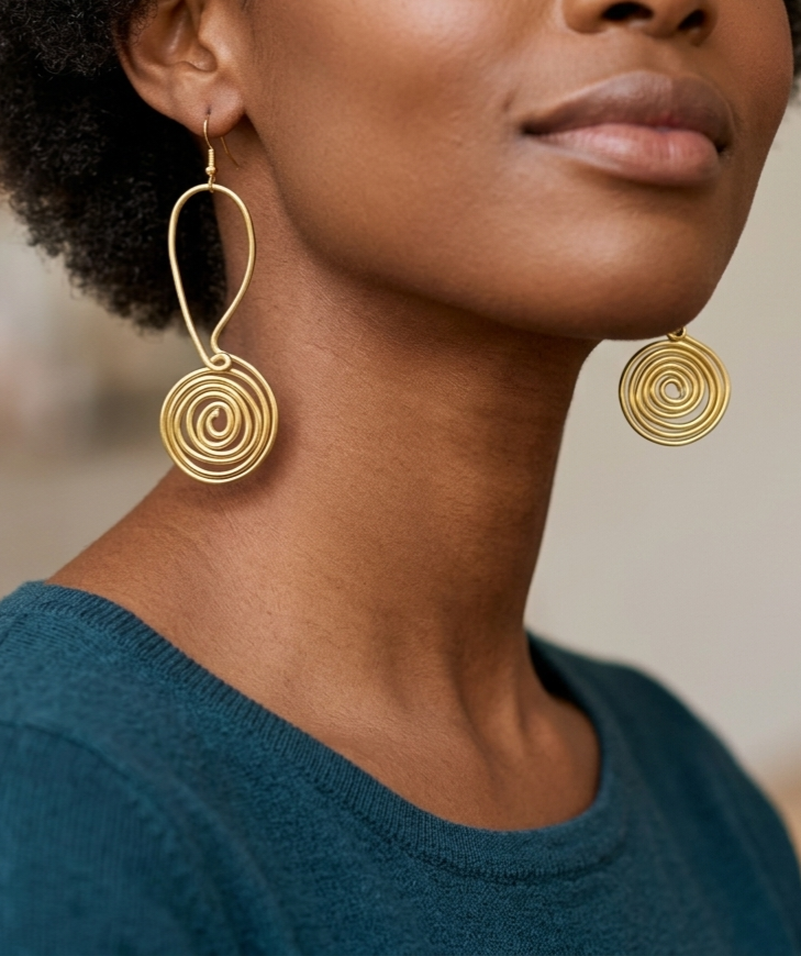 Gold Snail Spiral Aluminum Wire Earrings