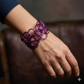 Purple (Magenta)  Abstract Interlock Aluminum Wire Bracelet