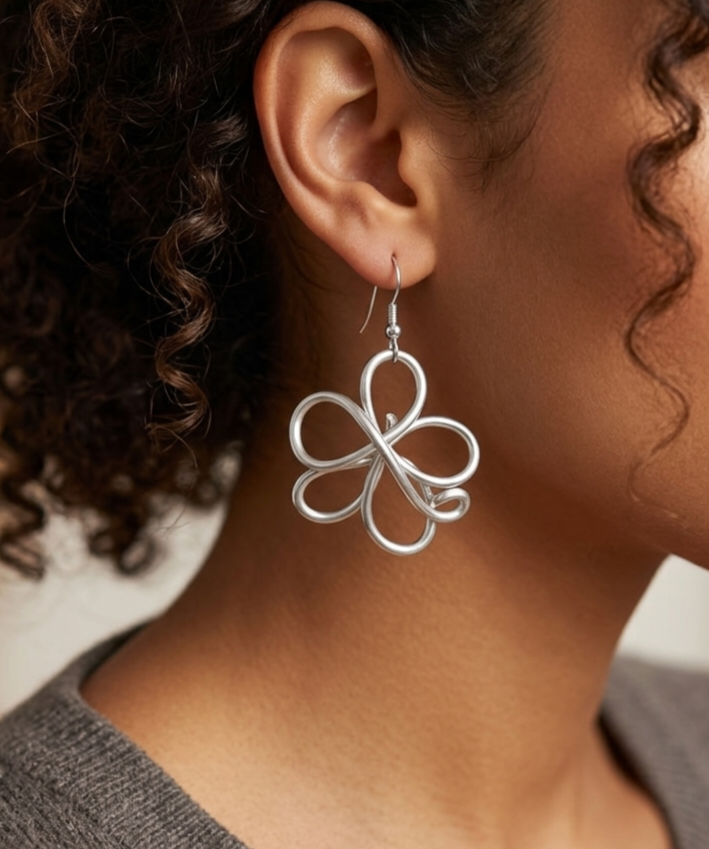 Silver Aluminum Wire Earrings