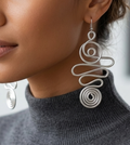 Silver Abstract Twisted Aluminum Wire Earrings