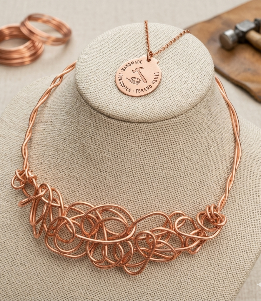 Copper Wire Abstract Twisted Choker Necklace
