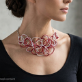Red & White Abstract Twisted Wire Choker Necklace