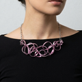 Pink (Soft Metallic) Flattened Ribbon-like Aluminum Wire Choker Necklace