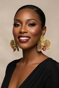 Green / Purple Dots Orchid Earrings