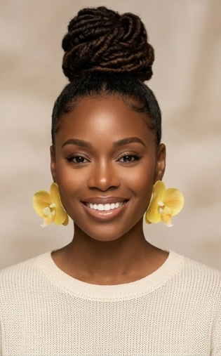 Yellow latex orchid earrings
