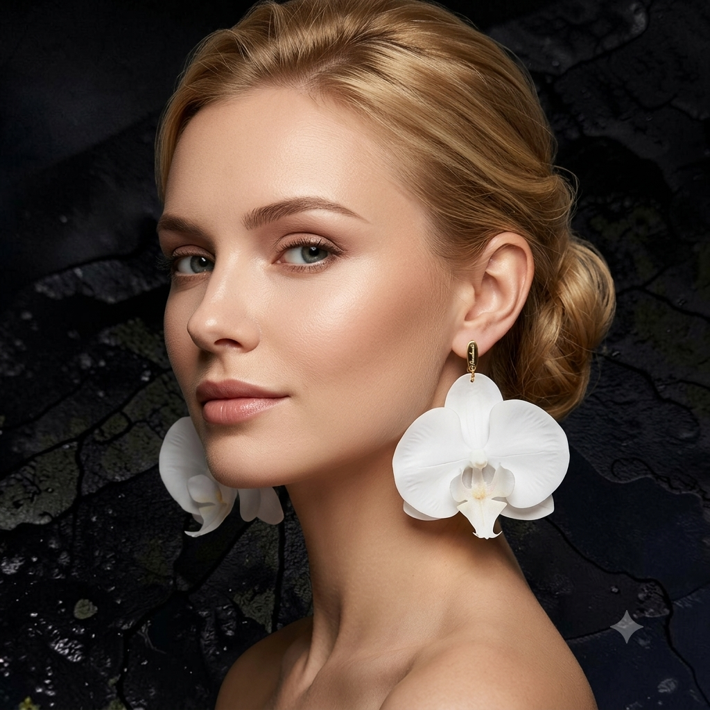 White Orchid Earrings