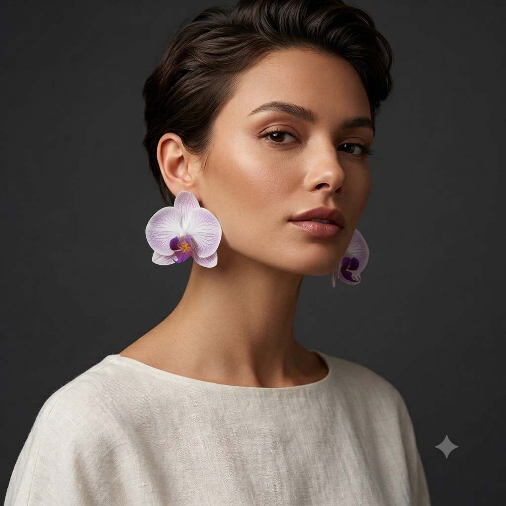 Purple / Lavender Orchid Earrings