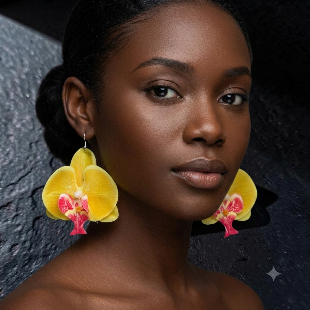 Yellow Silk Orchid Earrings