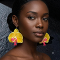 Yellow Silk Orchid Earrings