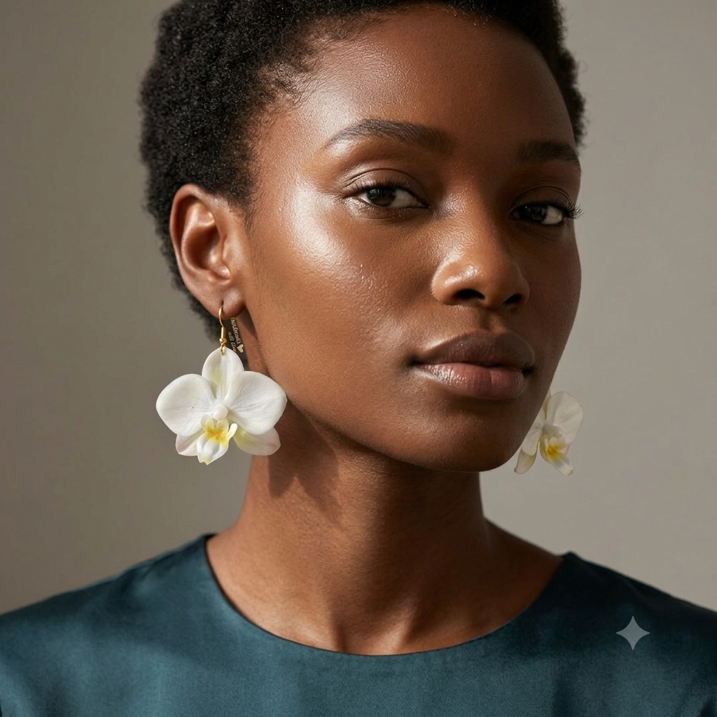 White Latex Orchid Earrings (Small)