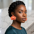 Peach / Orange Orchid Earrings (Small)