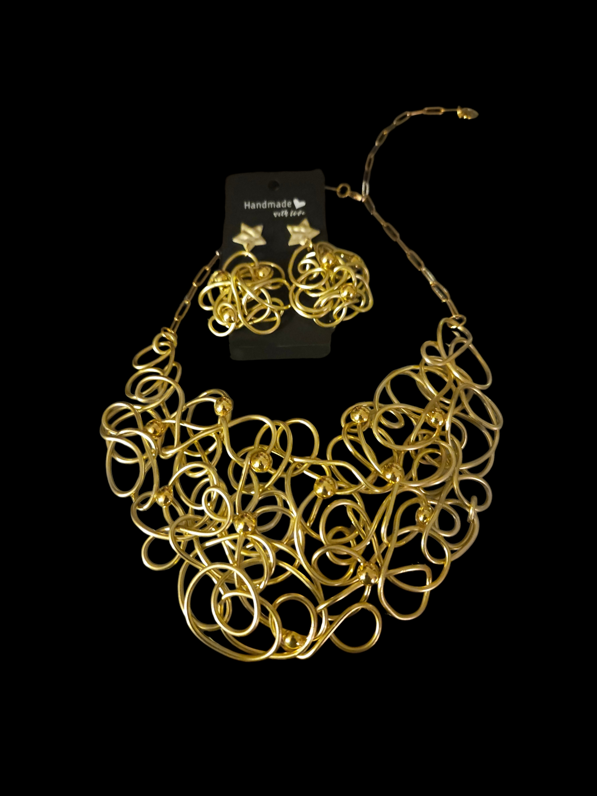 Gold Muse Set: Gold Aluminum Wire Choker & Earring Set