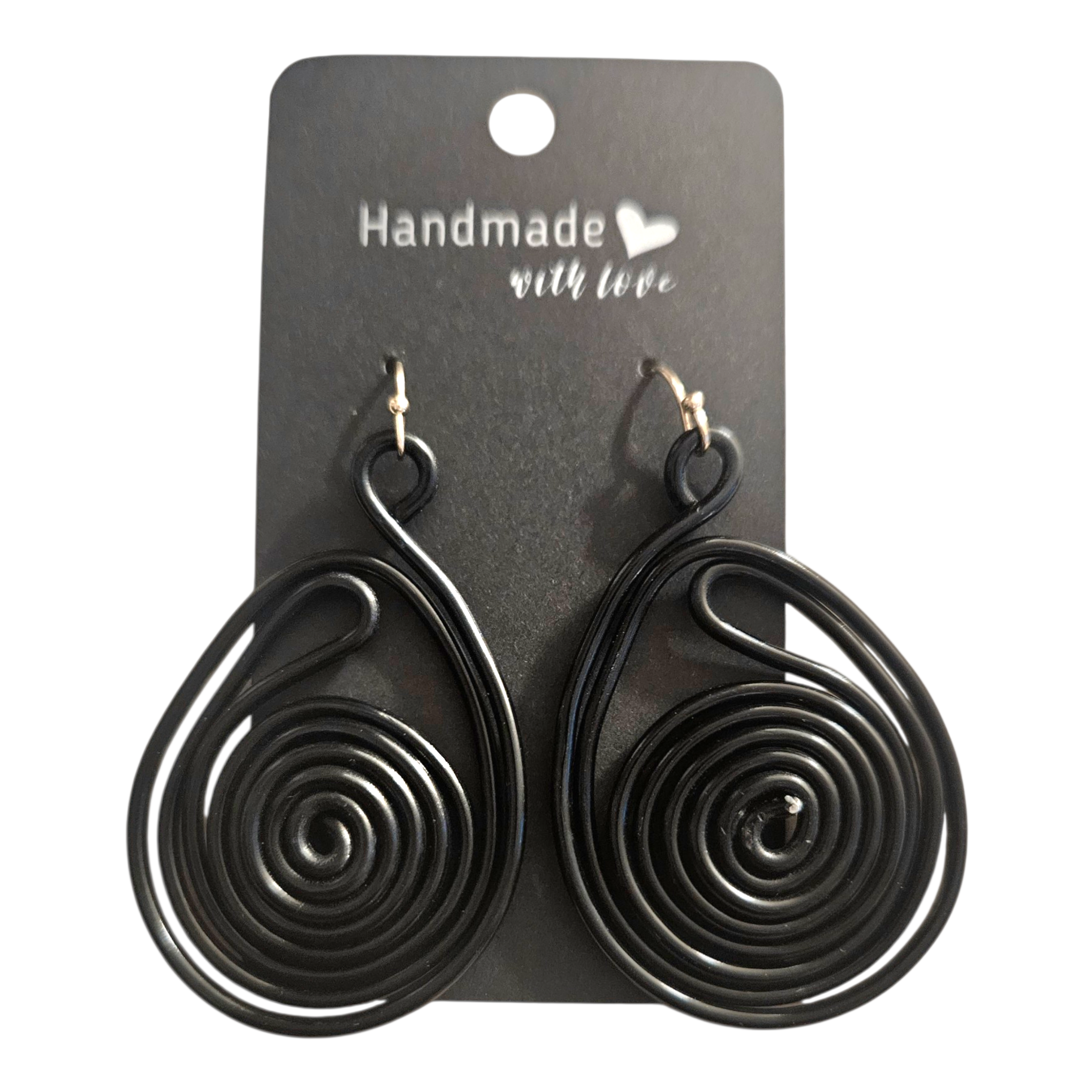 Black Aluminum Spiral Earrings