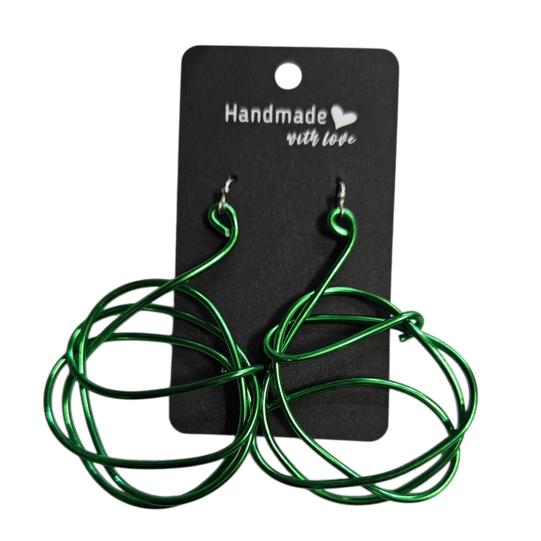 Green Aluminum Abstract Twisted Earrings