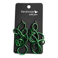 Green Abstract Twisted Wire Earrings