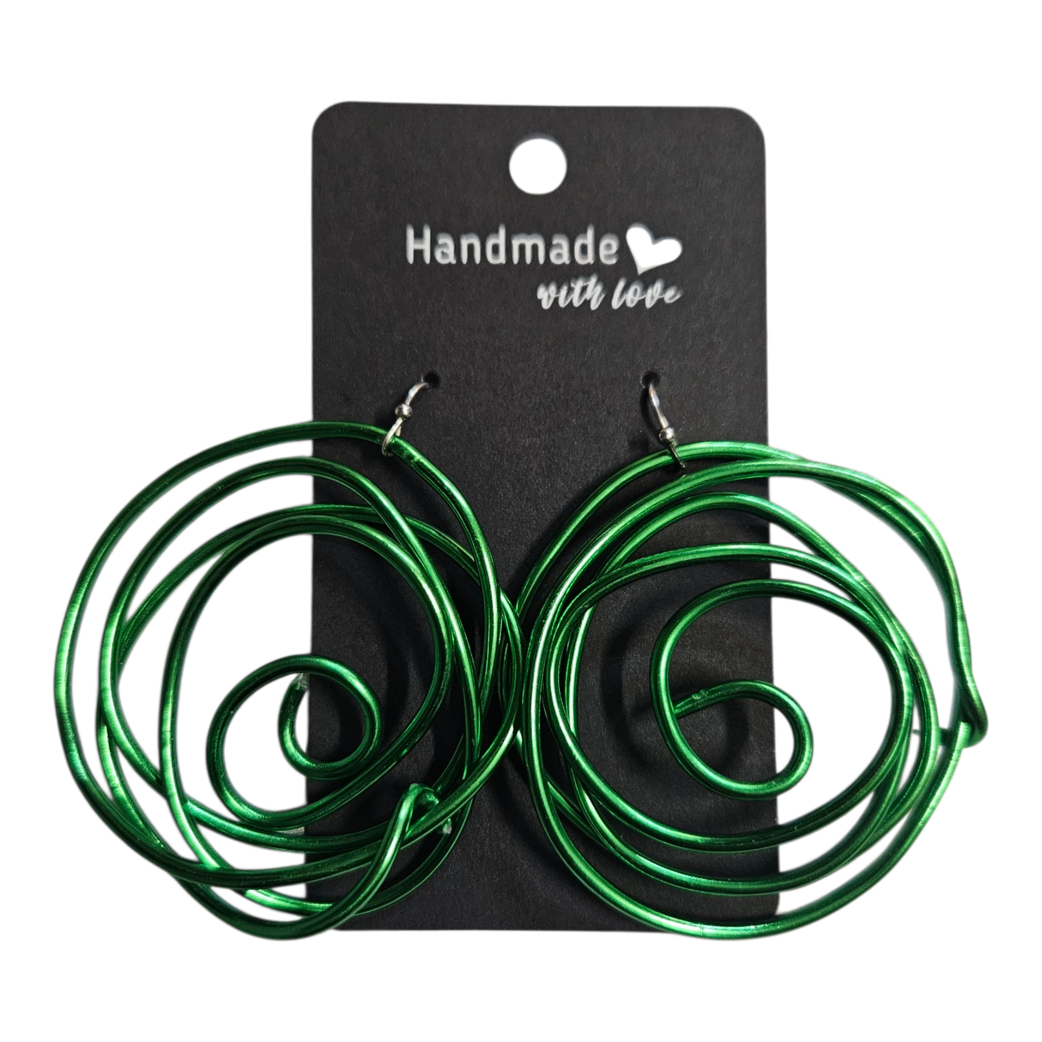 Green Abstract Twisted Wire Earrings