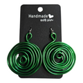 Green Spiral Wire Earrings