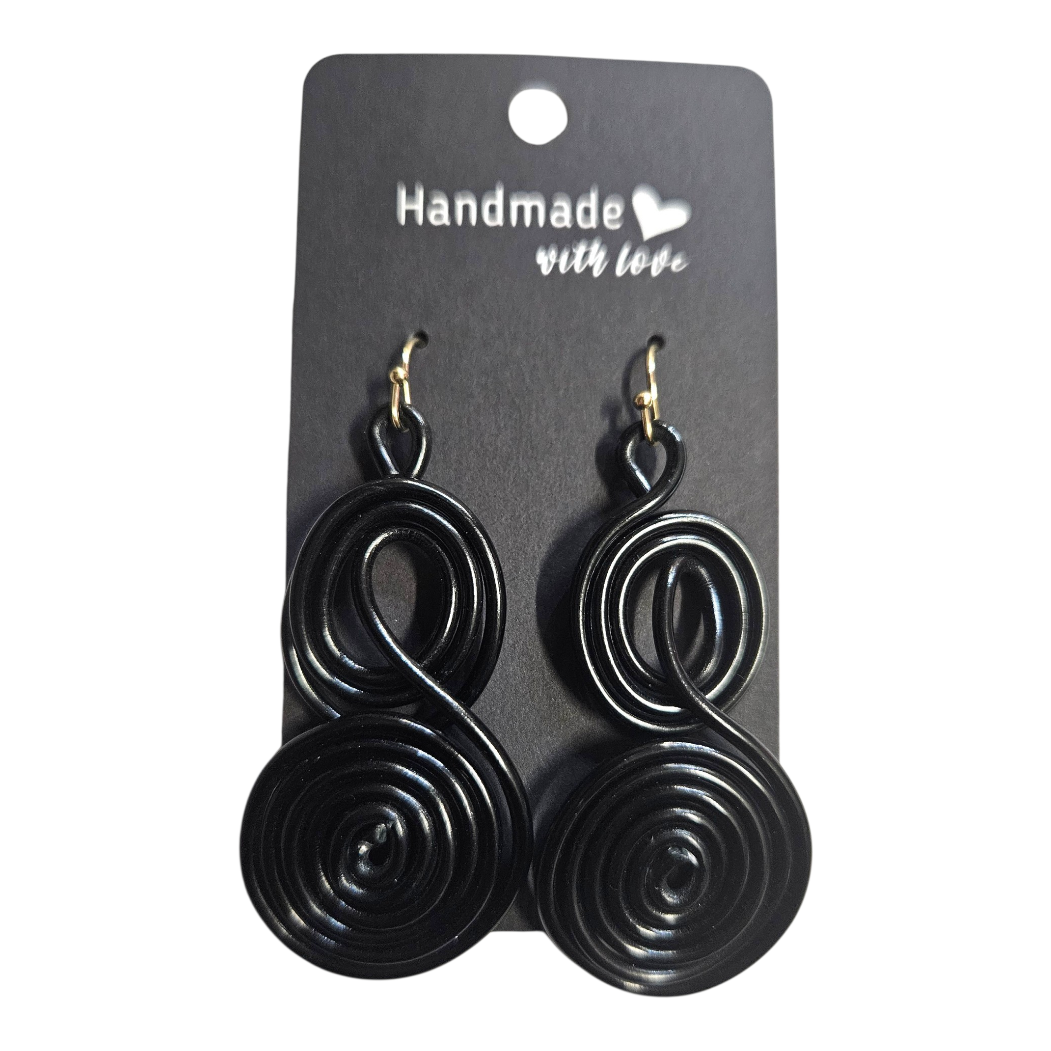 Black Double Spiral Wire Earrings
