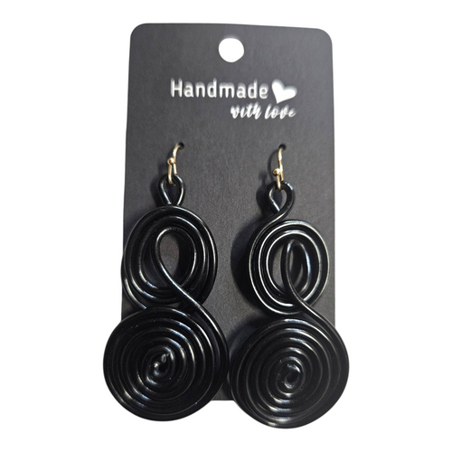 Black Double Spiral Wire Earrings