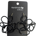 Black Abstract Twisted Wire Earrings
