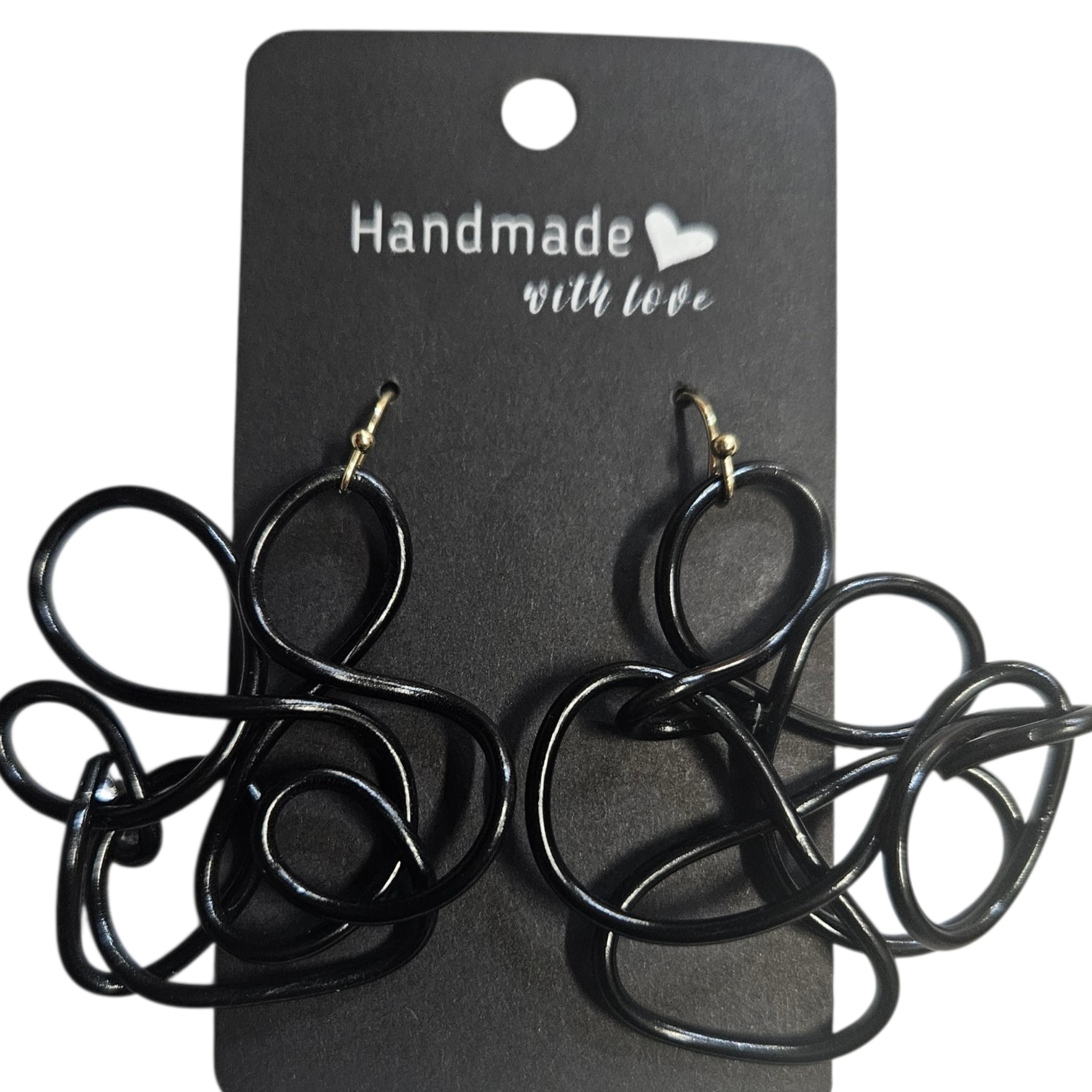 Black Abstract Twisted Wire Earrings