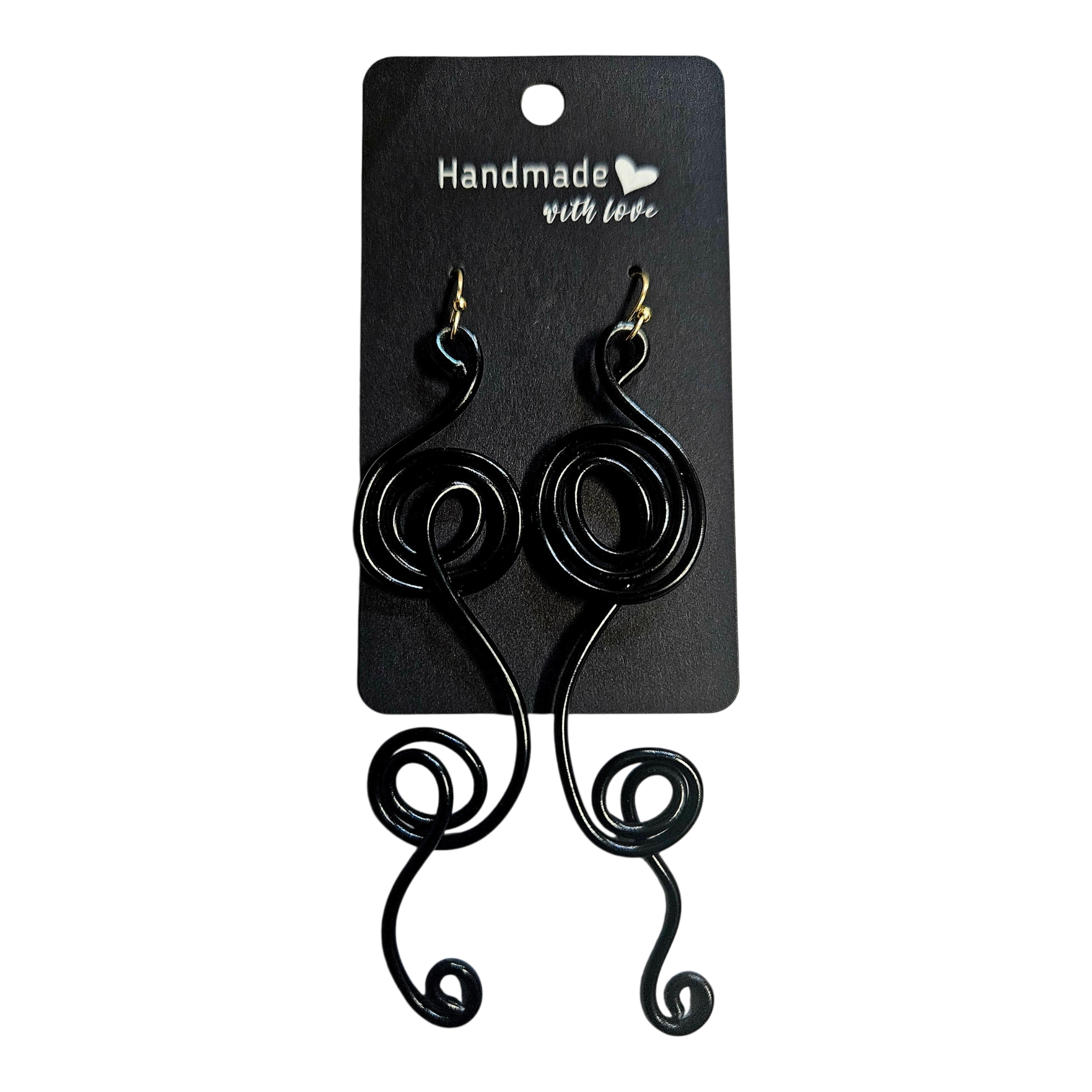 Black Perfectly Imperfect Spiral Earrings