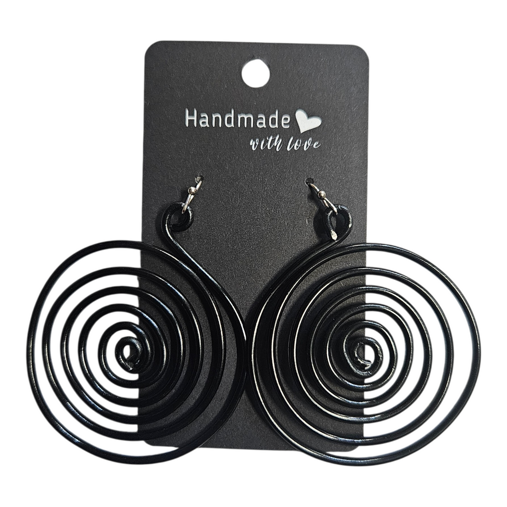 Black Spiral Wire Earrings