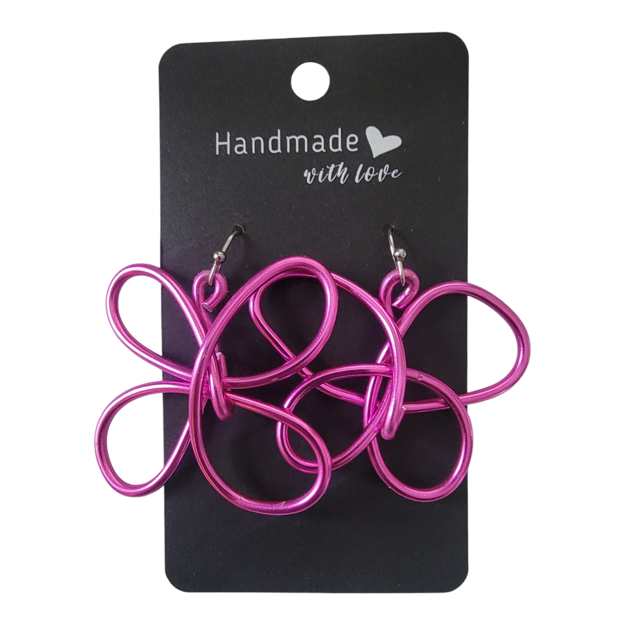 Pink butterfly/flower aluminum wire earrings earrings