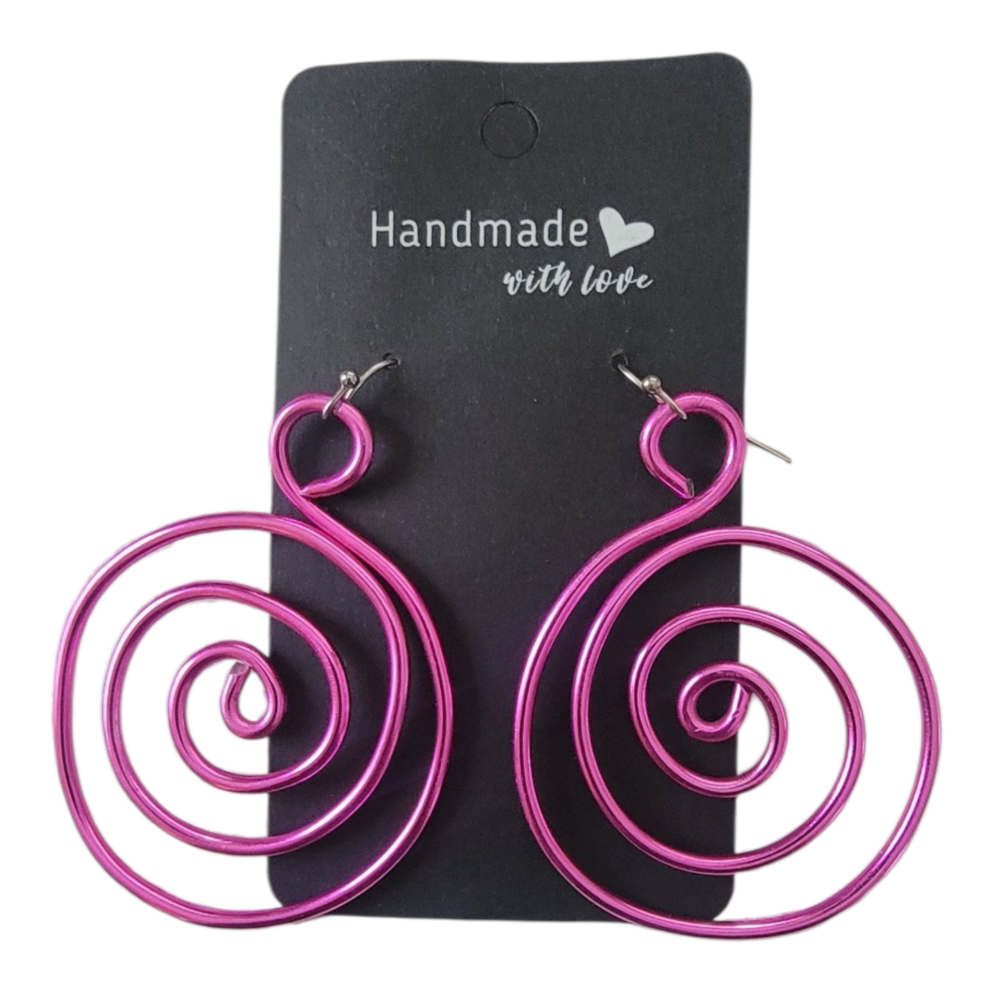 Pink spiral wire earrings