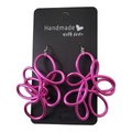 Pink floral inspired twisted wire earrings