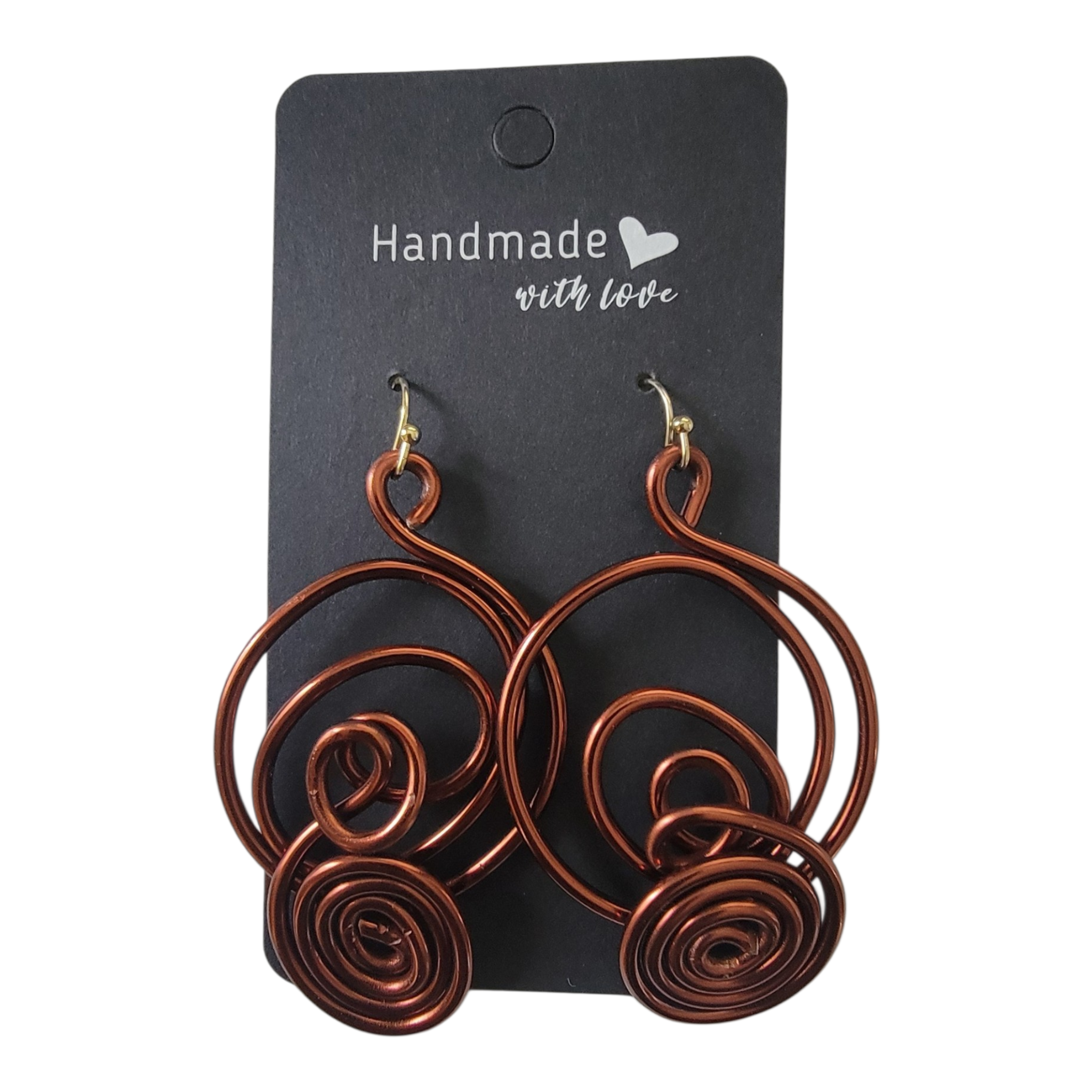 Brown rose-style spiral earrings