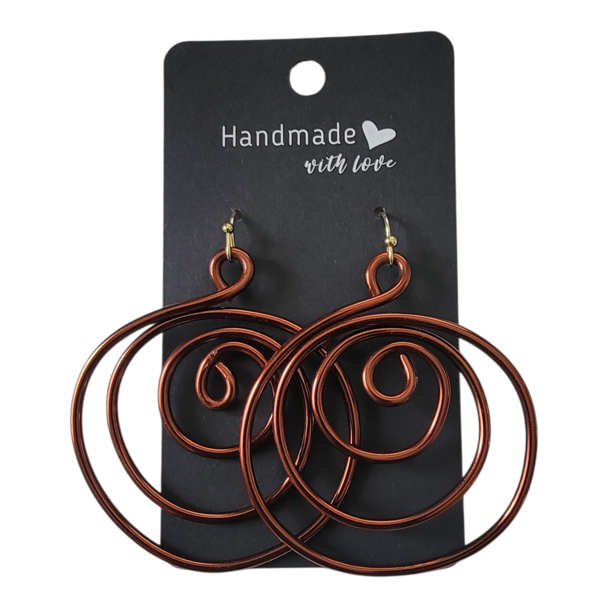 Brown/Bronze triple hoop spiral earrings