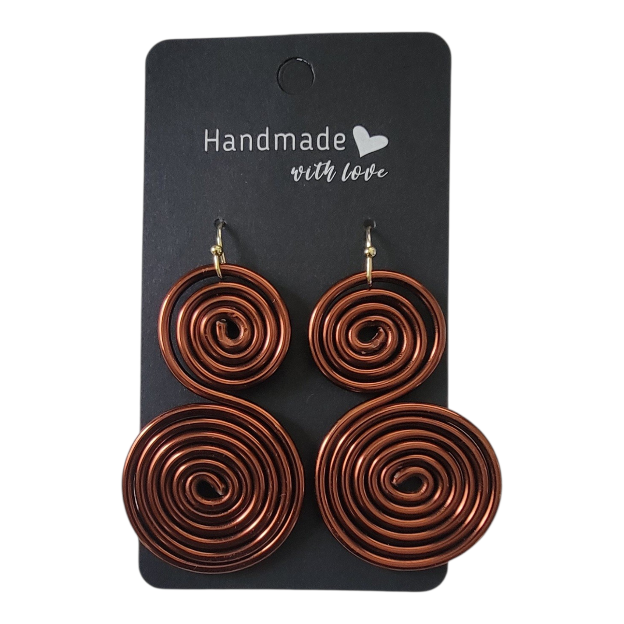 Brown/Bronze metallic double spiral earrings