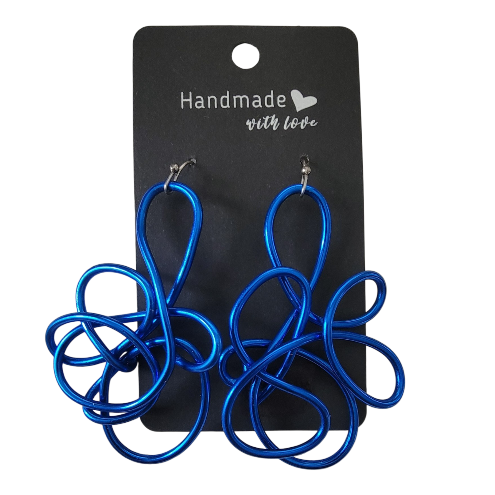 Blue Abstract Twisted Wire Earrings