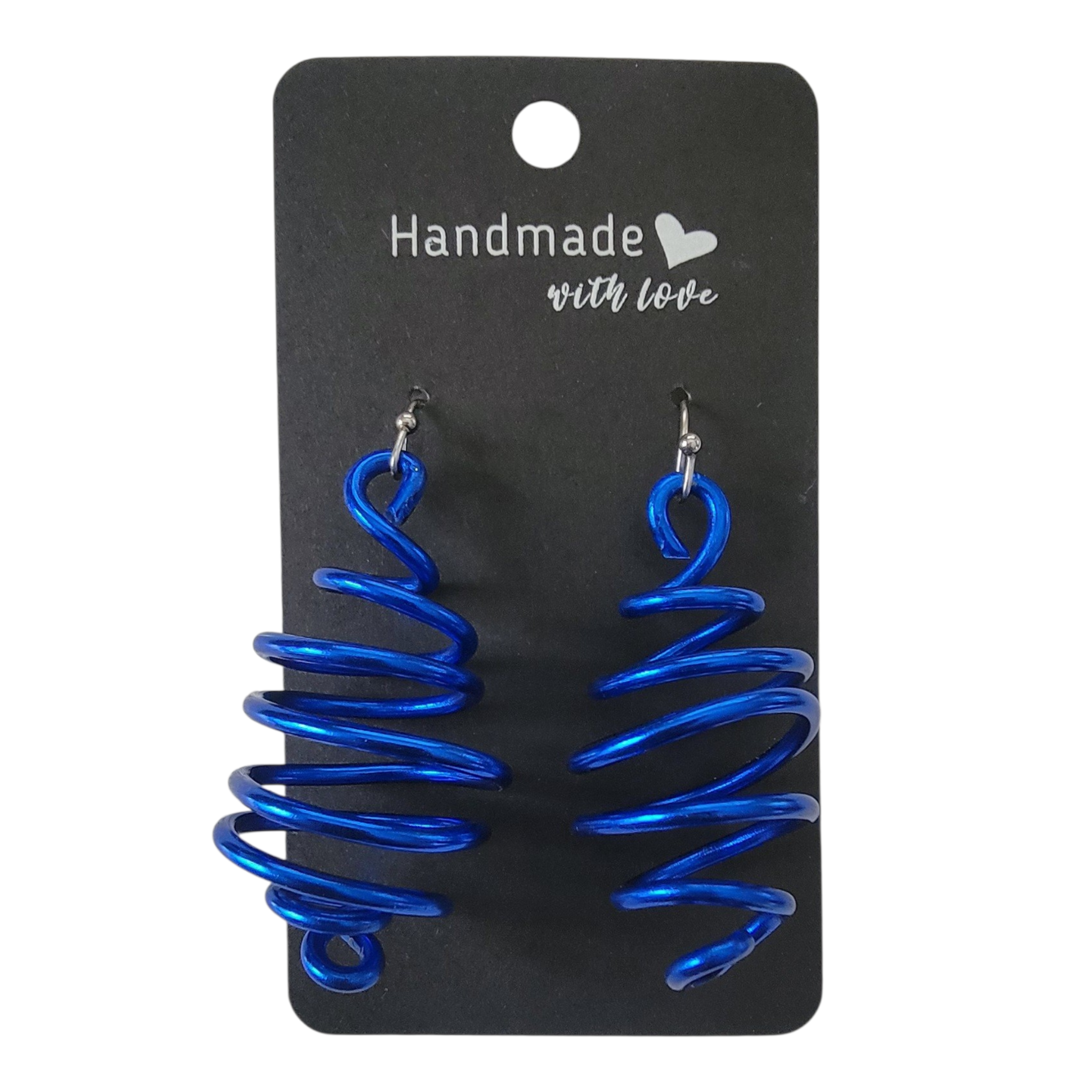 Blue Spiral Cone Wire Earrings