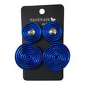 Blue double swirl wire earrings