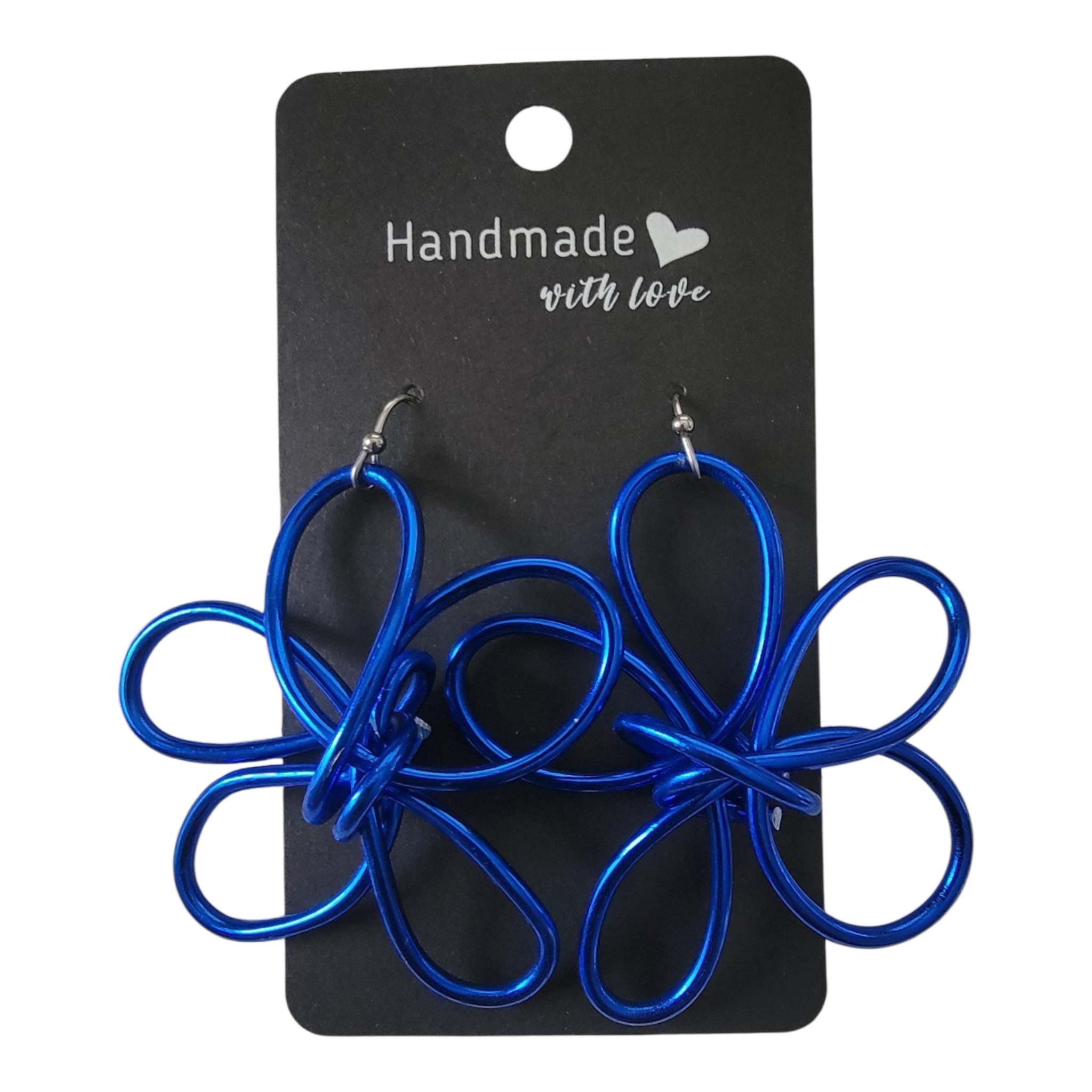 Blue flower aluminum wire earrings