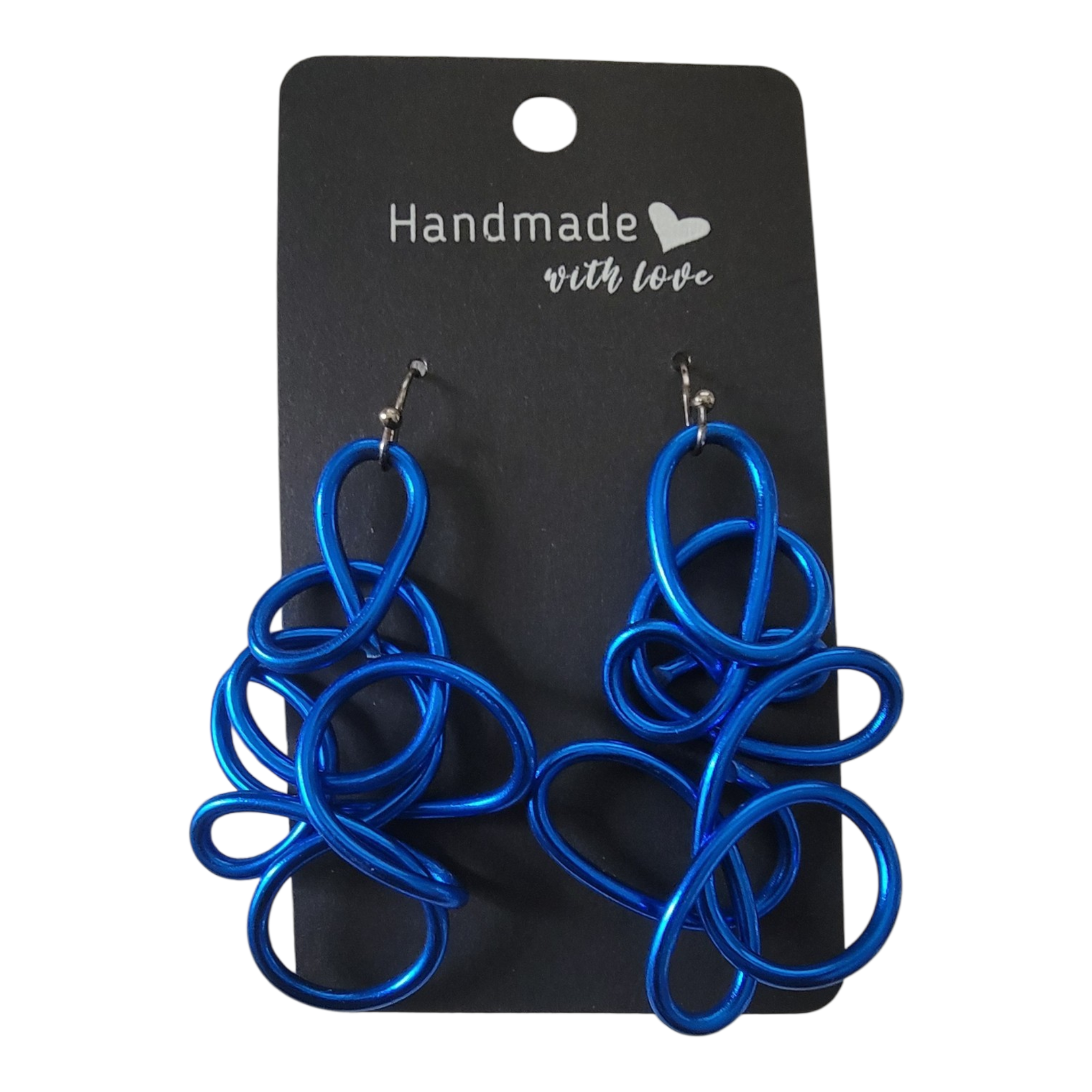 Blue abstract twisted 3D earrings