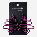 Purple abstract zigzag wire earrings