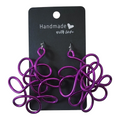 Purple abstract twisted wire earrings
