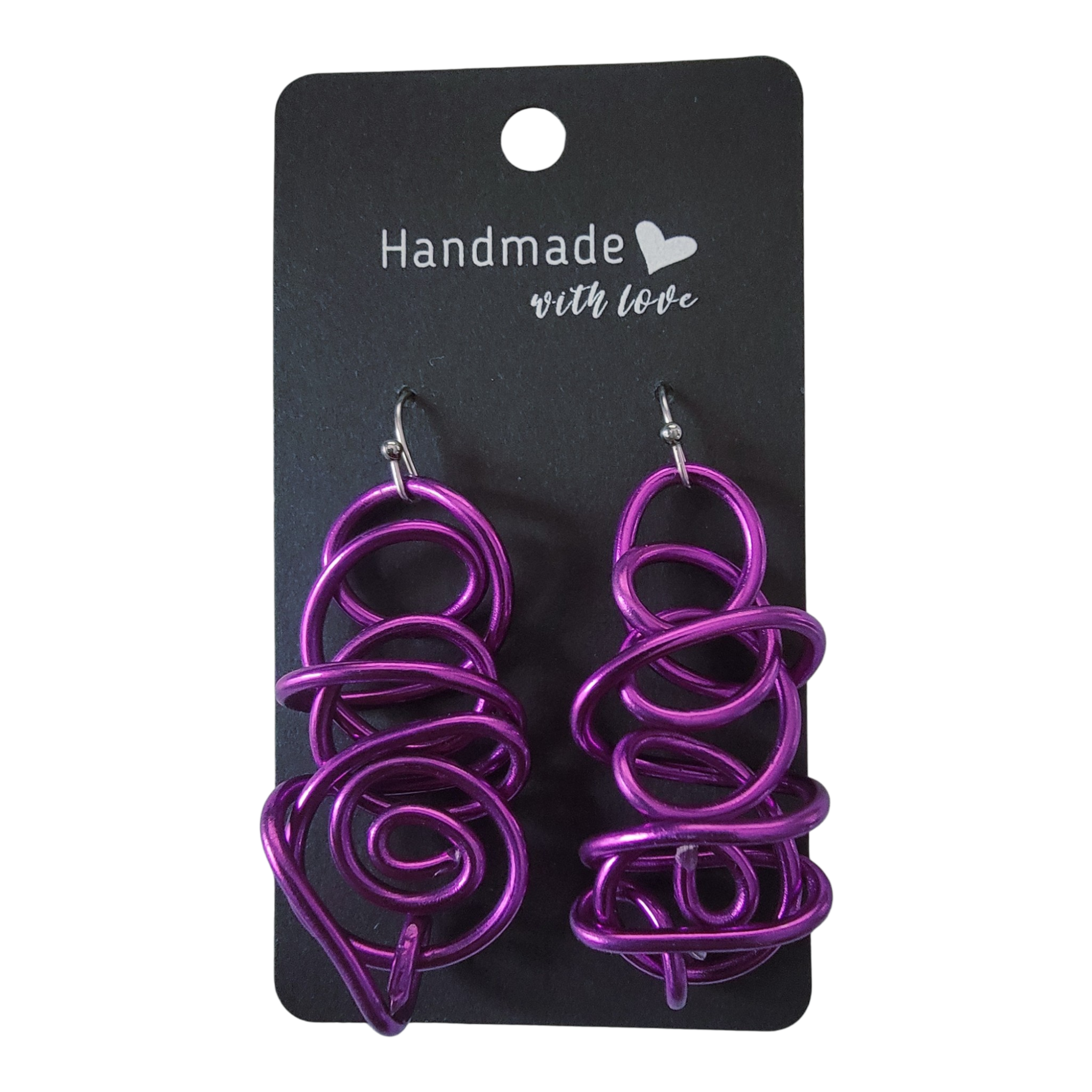 Purple Abstract Wire Earrings