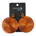 Orange spiral aluminum wire earrings